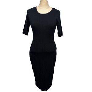 Wool Blend M Black Dress Up ForEver Professional Ribbed Knit Midi Dress Timeless